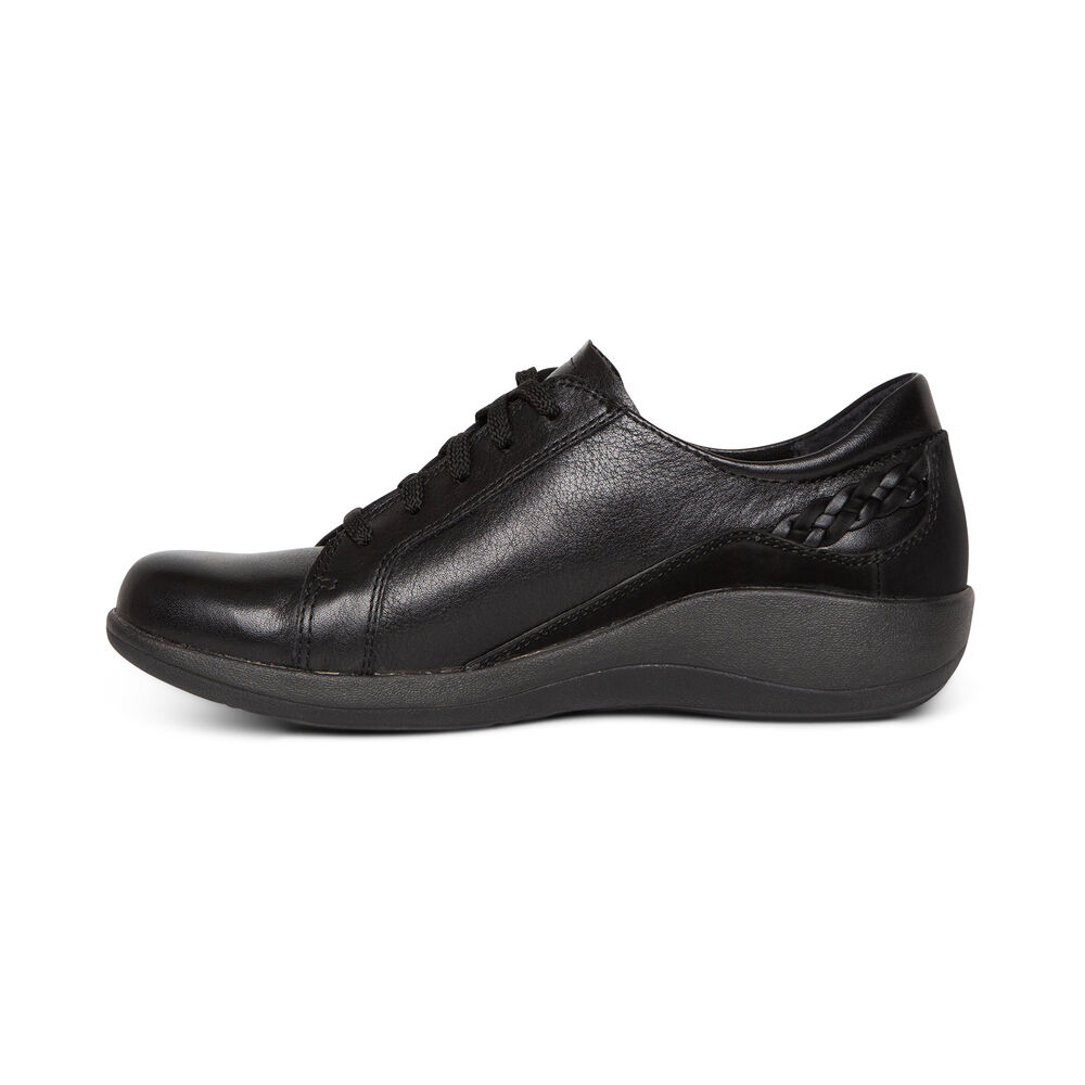  Aetrex Women's Dana Lace Up Oxford Dress Shoes - Black | USA 00M7938